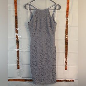 Lulus, Small Lace Halter Sheath Dress in Light Gray